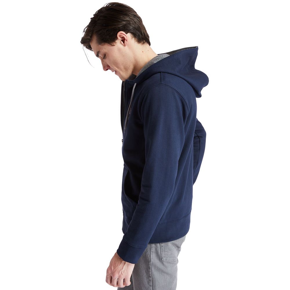 Timberland Mens Sweatshirts TBL® Full-Zip Logo - Navy - India YW9204156